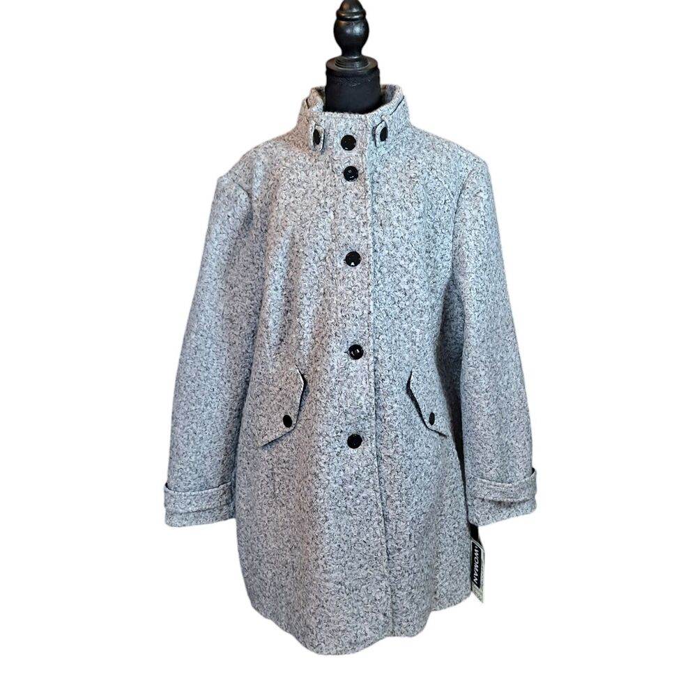 Maralyn & Me Women's Boucle Coat Size 3X Faux Wool Black White